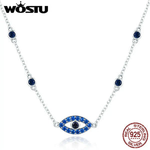 925 Silver Vintage Lucky Eyes Chains Necklace For Women