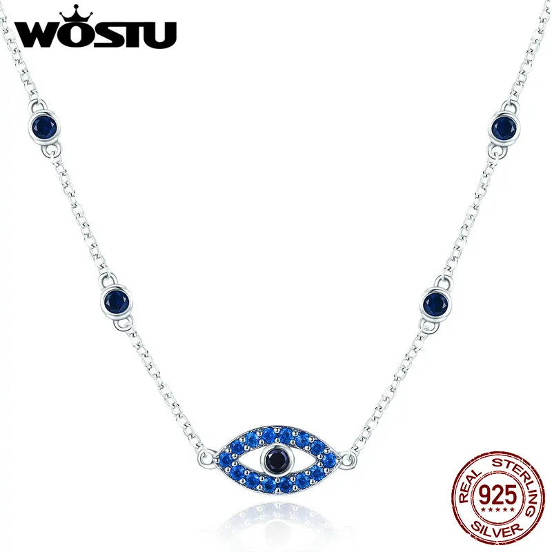 925 Silver Vintage Lucky Eyes Chains Necklace For Women