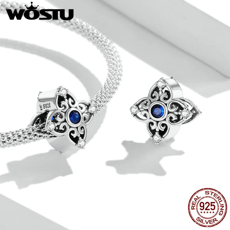 925 Sterling Silver Vintage Pattern Hollow Charm Bead Pendant