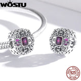925 Silver Vintage Square Red CZ Beads Bracelet Bangle