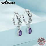 925 Silver Vintage Pearl Earring Purple Zircon Dangle Earring