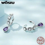 925 Silver Vintage Pearl Earring Purple Zircon Dangle Earring