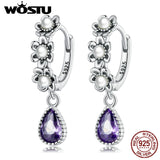 925 Silver Vintage Pearl Earring Purple Zircon Dangle Earring