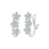 925 Silver Wedding Zircon Flower Hoop Earrings Women CZ Drop Earring
