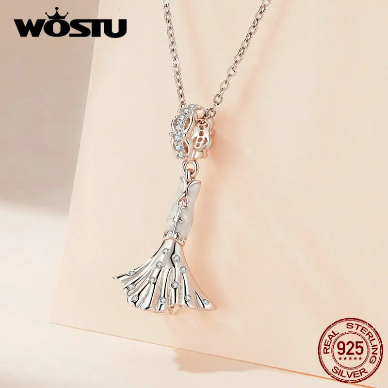 925 Silver Dress Bead with Zircon for Women