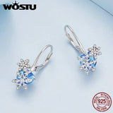 925 Silver Wedding Snowflake Dangle Earrings Ocean Crystal Hoops