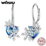925 Silver Wedding Snowflake Dangle Earrings Ocean Crystal Hoops