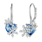 925 Silver Wedding Snowflake Dangle Earrings Ocean Crystal Hoops