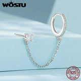 925 Silver Wedding Zircon Ear Stud Clip CZ Earrings