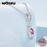 925 Silver Owl Birds Pendant Flamingo Bead Bracelet DIY Jewelry