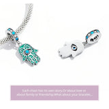 925 Sterling Silver Hand of Fatima Beads Pendant for Jewelry DIY