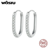 925 Silver U Style Zircon Wedding Hoop Earrings CZ Drop Earring Party Jewelry