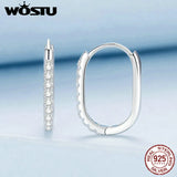 925 Silver U Style Zircon Wedding Hoop Earrings CZ Drop Earring Party Jewelry