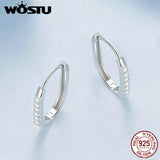 925 Silver U Style Zircon Wedding Hoop Earrings CZ Drop Earring Party Jewelry