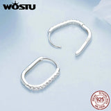 925 Silver U Style Zircon Wedding Hoop Earrings CZ Drop Earring Party Jewelry