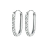 925 Silver U Style Zircon Wedding Hoop Earrings CZ Drop Earring Party Jewelry