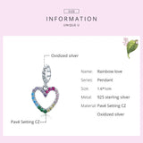 925 Silver Rainbow Heart Charms Pendant for Bracelets