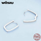 925 Silver Zircon & Opal Square Ear Clips Earrings Hoop for Women