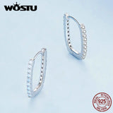 925 Silver Zircon & Opal Square Ear Clips Earrings Hoop for Women