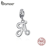 925 Silver Letter A-Z Beads Charm For Bracelet Necklace