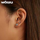 925 Silver Simple Love Red Stud Earrings for Women