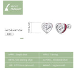 925 Silver Simple Love Red Stud Earrings for Women