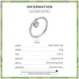 925 Silver Opal Heart Love Beads Rings for Women CQR807