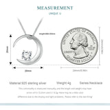 925 Sterling Silver Moon Necklace Cube Chain Zircon Charm Necklace