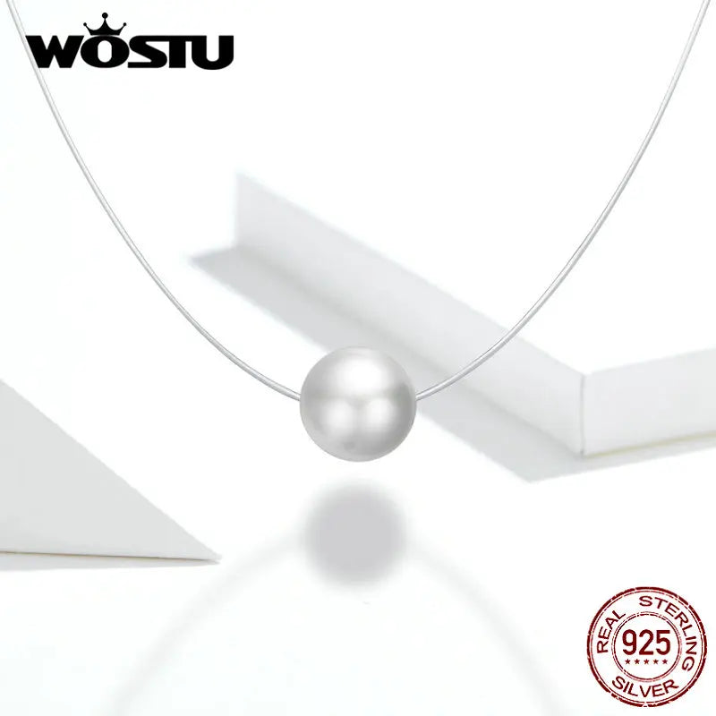 925 Silver Chain Pearl Necklace Wedding Party Jewelry