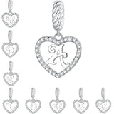 A-Z Heart Letter Series Charms Pendents 925 Sterling Silver Alphabet