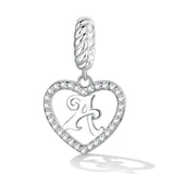 A-Z Heart Letter Series Charms Pendents 925 Sterling Silver Alphabet