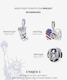 925 Silver Heart & Flag Eagle Charm Bead Pendant DIY Jewelry Gift