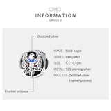 925 Silver Heart & Flag Eagle Charm Bead Pendant DIY Jewelry Gift