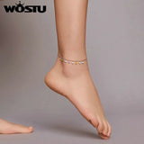 925 Silver Rainbow Zircon Anklet Bracelet