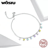 925 Silver Rainbow Zircon Anklet Bracelet
