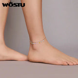 925 Silver Rainbow Zircon Anklet Bracelet