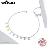 925 Silver Rainbow Zircon Anklet Bracelet