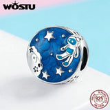 925 Sterling Silver Astronaut & Star Bead Enamel Bracelet