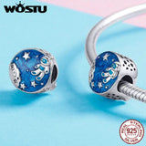 925 Sterling Silver Astronaut & Star Bead Enamel Bracelet