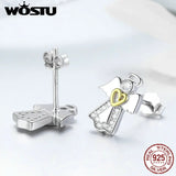 925 Silver Guardian Angel Stud Earrings Birthday Gift CQE476