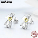 925 Silver Guardian Angel Stud Earrings Birthday Gift CQE476