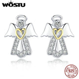 925 Silver Guardian Angel Stud Earrings Birthday Gift CQE476