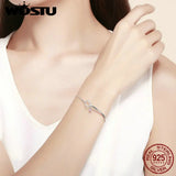 925 Silver Pink Love Charm Bracelet Bangle Romantic Gift