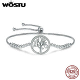 925 Silver Tree of Life Tennis Bracelet Adjustable Link Chain Women FIB035