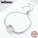925 Silver Tree of Life Tennis Bracelet Adjustable Link Chain Women FIB035