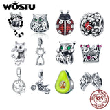925 Sterling Silver Avocado Ladybug Charms Pendant for Bracelets