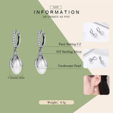 Sterling Silver Flower Petal Pearl Drop Earrings Women Silver Jewelry