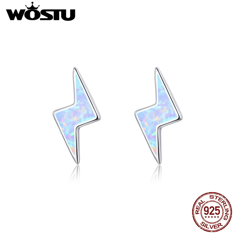 925 Silver Lightning Opal Stud Earrings For Women Party Jewelry