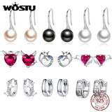 925 Silver CZ Unicorn Stud Earrings Star Hoops Fine Jewelry