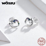 925 Silver CZ Unicorn Stud Earrings Star Hoops Fine Jewelry